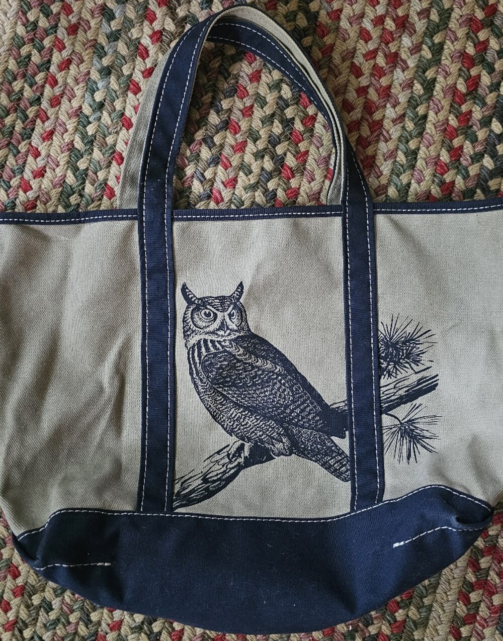 RARE Vintage LL BEAN  Sunwashed Stone Owl Tote Medium